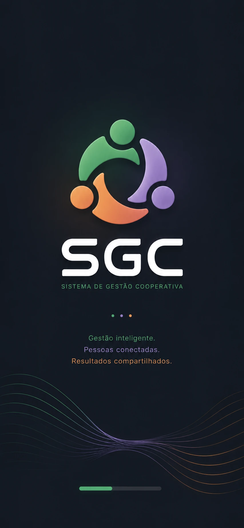 Splash screen escura do aplicativo SGC